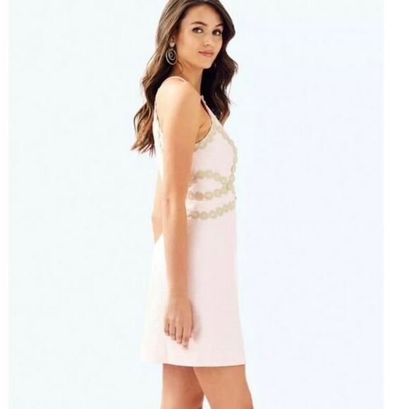 Lilly Pulitzer Pearl Shift‎ Paradise Tint Pink Metallic Gold Dress - Picture 8 of 15